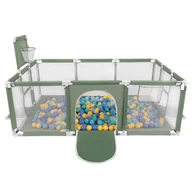 Łóżeczka i kojce - Selonis Boisko BO-100X z piłeczkami 6cm zielony: turkus-niebieski-żółty-transparent 180x122x62/200piłek Zabawka kojec - miniaturka - grafika 1