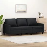 Sofy i kanapy - vidaXL 3-osobowa sofa, czarna, 180 cm, obita sztuczną skórą - miniaturka - grafika 1
