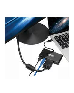 eaton Wieloportowy adapter USB-C 4K HDMI, VGA, USB-A, GbE, HDCP U444-06N-HV4GUB Czarny - Adaptery i przejściówki - miniaturka - grafika 1