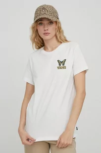 Vans t-shirt bawełniany damski kolor beżowy - Koszulki sportowe damskie - miniaturka - grafika 1