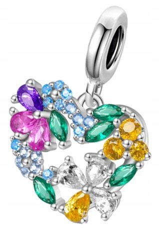 Charms Zawieszka Charms Kolorowe Serce Kwiaty Charmsy Trusky