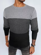 Swetry męskie - Sweter męski szaro-czarny Dstreet WX2129 - miniaturka - grafika 1