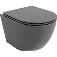 Miski WC - Mexen Lena Miska Wc Rimless Z Deską Wolnoopadającą Slim, Duroplast, Szara Ciemna Mat - 30224071 - miniaturka - grafika 1