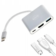 Huby USB - Hub Przejściówka Adapter 3W1 Usb-C Hdmi 4K 60Hz - miniaturka - grafika 1