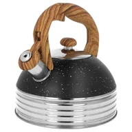 Czajniki na gaz - Czajnik stalowy z gwizdkiem na indukcję 2.5L czarny marmurek uchwyt drewno BRUNBESTE BB-2476 - miniaturka - grafika 1