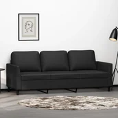Sofy i kanapy - vidaXL 3-osobowa sofa, czarna, 180 cm, obita sztuczną skórą - miniaturka - grafika 1