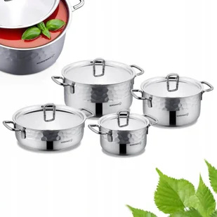 ZESTAW GARNKÓW 8EL. STAL NIERDZEWNA 4 GARNKI POKRYWY KPL ERNA A1963 - Zestawy garnków i patelni - miniaturka - grafika 1