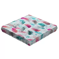 Pufy i podnóżki - Siedzisko Tomi, Różowe I Turkusowe Piórka, 40 × 40 × 6 Cm, Magic Collection - miniaturka - grafika 1