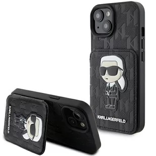 Karl Lagerfeld KLHCP15SSAKKNSCK iPhone 15 6.1" czarny/black hardcase Saffiano Cardslots and Stand Monogram Ikonik Patch - Etui i futerały do telefonów - miniaturka - grafika 1