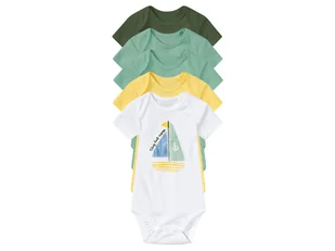 lupilu® Body niemowlęce z biobawełny, 5 sztuk (50/56, Jasnozielony/ciemnozielony/żółty/biały) - Body dla niemowląt - miniaturka - grafika 1