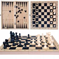 Zabawki interaktywne dla dzieci - PrzydaSie Szachy Drewniane Warcaby 34X34 Tryktrak 3W1 Gra Klasyk - miniaturka - grafika 1