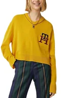 Swetry damskie - Sweter damski Tommy Hilfiger Pop V Neck wełniany żółty-XXL - miniaturka - grafika 1