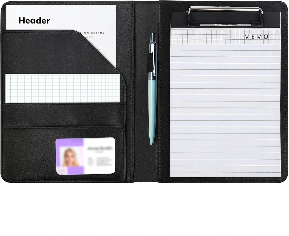 ELEGANCKIE ETUI BIZNESOWE CZARNY ORGANIZER KONFERENCYJNY A5 SKÓRA