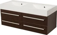 Szafki łazienkowe - Szafka łazienkowa wenge mat 120cm FOKUS z umywalką podwójną - miniaturka - grafika 1