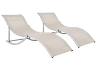 Leżaki ogrodowe - Elior Zestaw dwóch kremowych leżaków W0-G20 - miniaturka - grafika 1