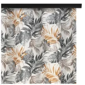 Zasłony - Voppi Długa zasłona dekoracyjna na taśmie marszczącej 140 x 280 cm duże złote i szare liście roślinny wzór - miniaturka - grafika 1