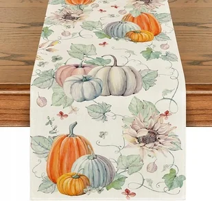 OBRUS BIEŻNIK JESIENNY DYNIE DEKORACYJNY NA STÓŁ HALLOWEEN OZDOBNY 40x180cm - Obrusy i serwetki - miniaturka - grafika 1