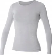 Koszulki i topy damskie - Brubeck LS11610 Koszulka damska z dugim rkawem COMFORT WOOL popielaty S - miniaturka - grafika 1