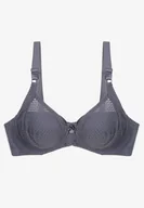 Biustonosze - Granatowy Ażurowy Biustonosz z Regulowanymi Ramiączkami Zapinany na Haftki Missana - miniaturka - grafika 1