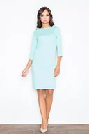 Sukienki - Miętowa Koktajlowa Sukienka z Rękawem 3/4 - miniaturka - grafika 1