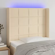 Inne meble do sypialni - vidaXL Zagłówek do łóżka z LED, kremowy, 83x16x118/128 cm, tkanina - miniaturka - grafika 1