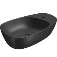 Umywalki - Meissen Keramik Kontra umywalka 60x40 cm nablatowa asymetryczna antracyt mat K682-016 - miniaturka - grafika 1