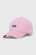 Czapki damskie - Hugo Blue czapka z daszkiem bawełniana kolor różowy z aplikacją - miniaturka - grafika 1