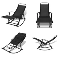 Fotele i krzesła ogrodowe - vidaXL Składany fotel ogrodowy bujany czarny - Fotel ogrodowy - Krzesła ogrodowe - Fotel bujany - Krzesła bujane - miniaturka - grafika 1