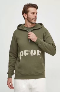 Pepe Jeans bluza bawełniana męska kolor zielony z kapturem z nadrukiem - Bluzy męskie - miniaturka - grafika 1