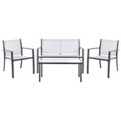 Meble ogrodowe - Zestaw ogrodowy ze stolikiem dla 4 osób TAVOLETO Metal Szary - miniaturka - grafika 1