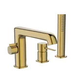 Baterie wannowe i prysznicowe - Bateria wannowa Laveo Pola 3-otworowa złoty szczotkowany BAP_G13B - miniaturka - grafika 1