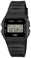 Zegarki męskie - Casio Cyfrowy zegarek kwarcowy unisex z plastikowym paskiem F-91WB-1AEF Czarny - miniaturka - grafika 1