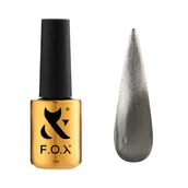 Utwardzacze do paznokci - F.O.X Cat Eye Crystalline 004 Lakier hybrydowy szary srebrny 7 ml - miniaturka - grafika 1