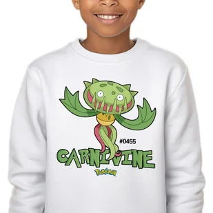 Bluza Dziecięca Biała Bez Kaptura Prezent Dla Dziecka Carnivine 152 Wzory - Bluzy dla dziewczynek - miniaturka - grafika 1