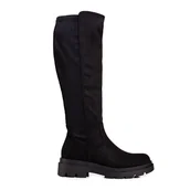 Kozaki damskie - Czarne kozaki oficerki damskie Vinceza z zamszu ekologicznego - miniaturka - grafika 1