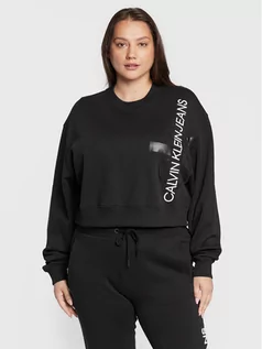 Bluzy damskie - Calvin Klein Jeans Plus Bluza J20J218411 Czarny Relaxed Fit - grafika 1