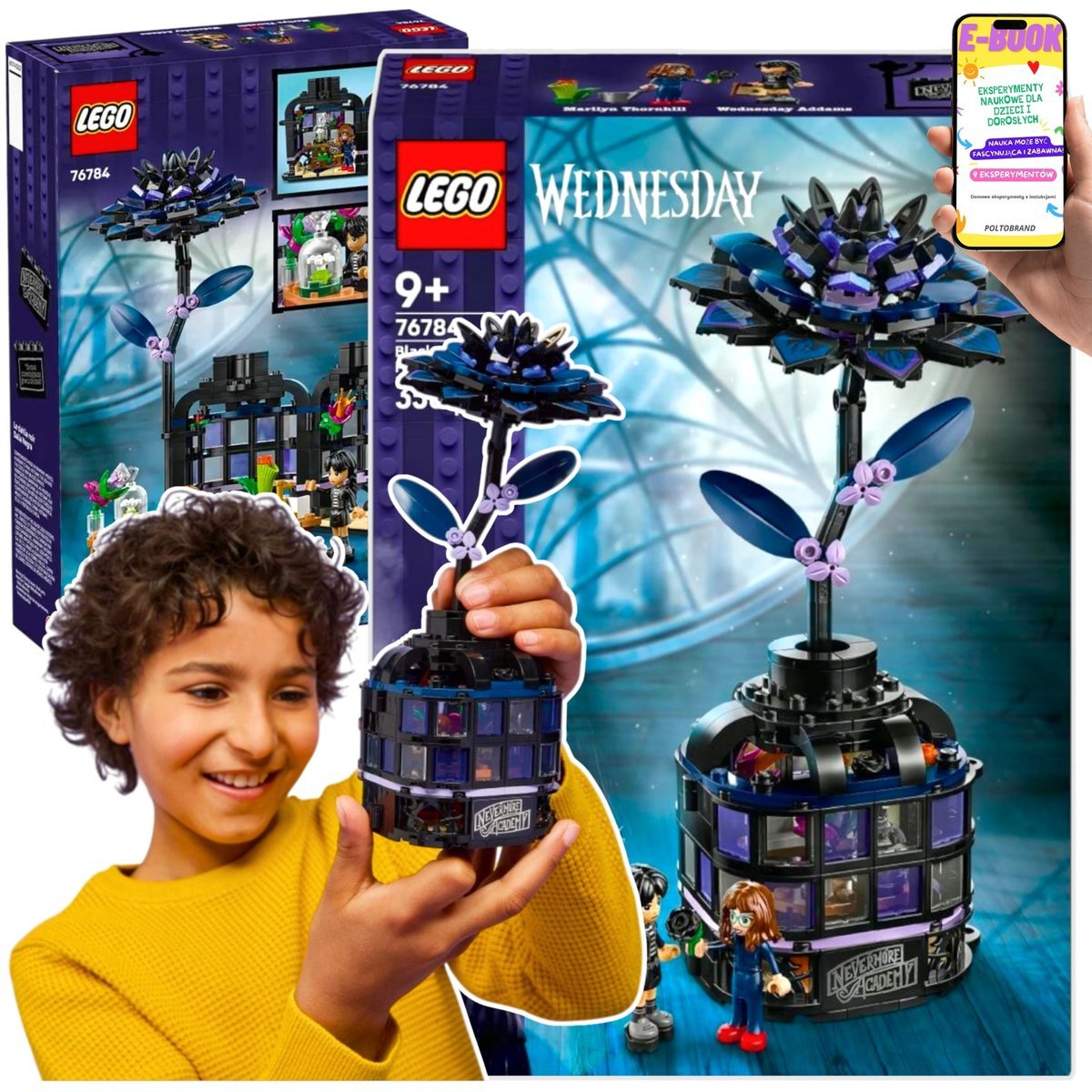 LEGO WEDNESDAY Tajemniczy Kwiat CZARNEJ DALII + Wazon i Sekretna Klasa Lego Dla Chłopca i Dziewczynki + EBOOK