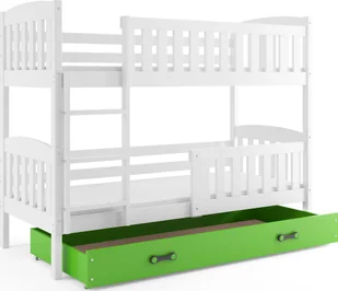 Elior Białe łóżko piętrowe z zieloną szufladą 90x200 - Elize 3X - Łóżka dla dzieci i młodzieży - miniaturka - grafika 1
