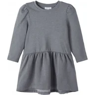Sukienki - Sukienka dziewczęca Name It Fviluna Ls dresowa ciepła szara-80 - miniaturka - grafika 1