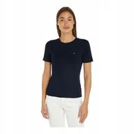 Koszulki i topy damskie - TOMMY HILFIGER KOSZULKA DAMSKA T-SHIRT NEW SLIM CODY C-NK SS GRANATOWA r.S - miniaturka - grafika 1