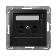 Gniazdka elektryczne - Ospel IMPRESJA Gniazdo telefoniczne podwójne niezależne czarny metalik GPT-2YN/m/33 GPT-2YN/m/33 - miniaturka - grafika 1