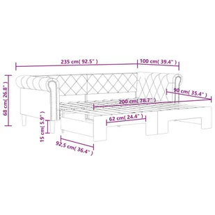 Sofa rozsuwana, czarna, 90x200 cm, sztuczna skóra Lumarko! - Łóżka - miniaturka - grafika 12