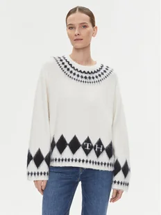 Tommy Hilfiger Sweter Fairisle WW0WW40089 Écru Oversize - Swetry damskie - miniaturka - grafika 1
