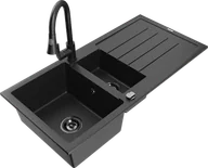 Zlewozmywaki z baterią - Mexen Andres zlewozmywak granitowy 1,5-komorowy z ociekaczem i baterią kuchenną Elia, czarny/srebrny - 6515-73-670101-70-B - miniaturka - grafika 1