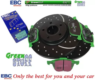 Przednie klocki GreenStuff + NAWIERCANE NACINANE tarcze hamulcowe 300mm EBC seria GD Ford Escape FWD 2013-2019 - Tarcze hamulcowe - miniaturka - grafika 2