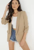 Marynarki i żakiety damskie - Beżowa Marynarka Phelotis - miniaturka - grafika 1