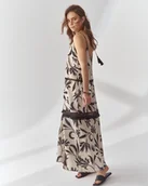 Sukienki - Sukienka Ligia Wzór Ecru - miniaturka - grafika 1