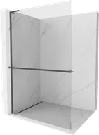 Ścianki i drzwi prysznicowe - Mexen Kioto+ L ścianka prysznicowa z półką Walk-in 50 x 200 cm, transparent, gun gray szczotkowany - 800-050-123-66-00 - miniaturka - grafika 1