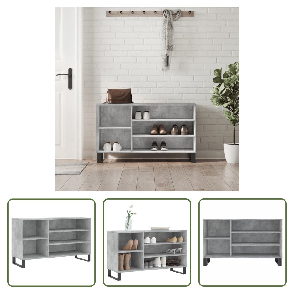 The Living Store stojak na buty betonowy szary 102x36x60 cm materiał drewnopochodny