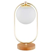 Lampy stojące - Elegancka, złota lampka na drewnianej podstawie AL 9438 z serii OVAL - miniaturka - grafika 1